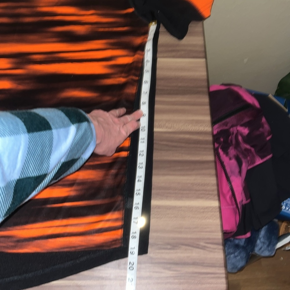 Orange and black striped short sleeve shirt. - Picture 7 of 10